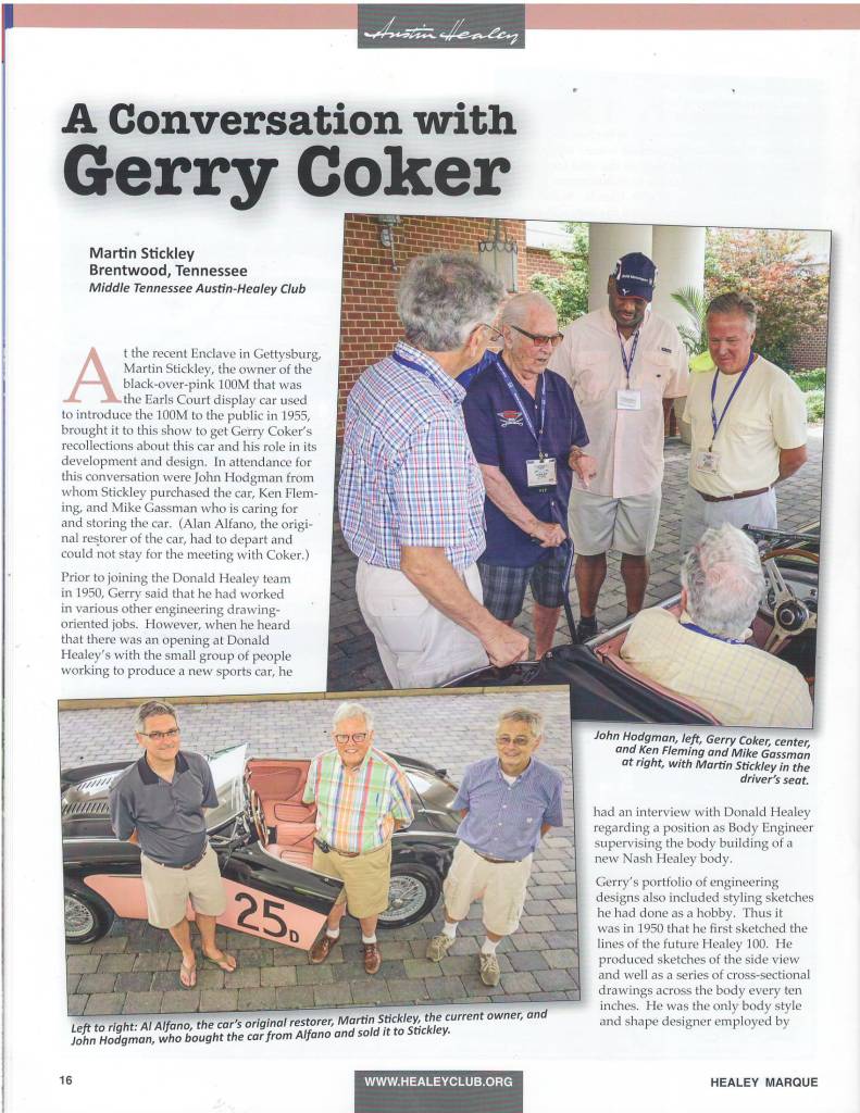 Healey Marque article 'A Conversation with Gerry Coker'