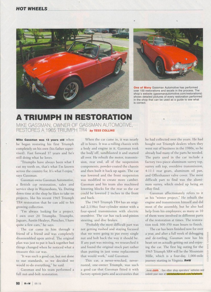 Ratchet & Wrench article 'A Triumph in Restoration'